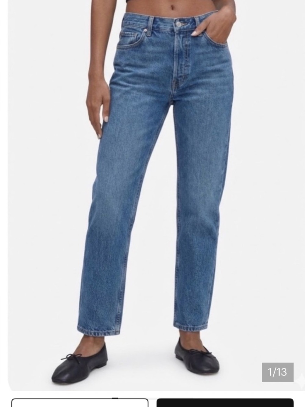 Everlane The Everybody Jean organic cotton worn in blue